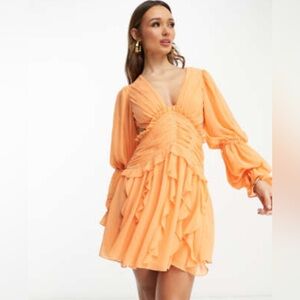 ASOS DESIGN Vibrant Orange Long Sleeve Dress